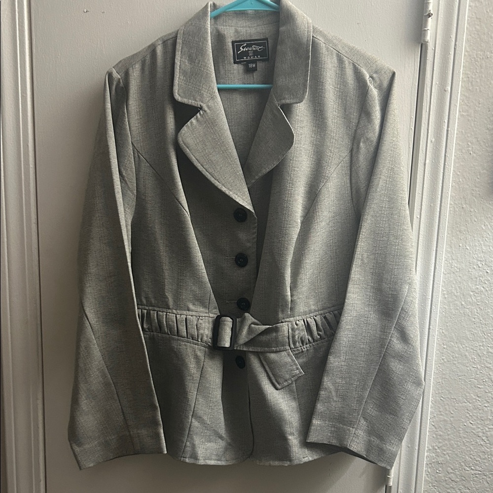 Light Gray Belted Blazer